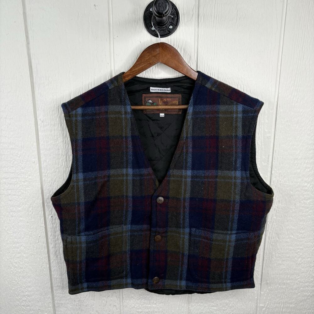 Vintage 80’s Green Navy & Burgundy Life’s Adventures Vest Size Medium